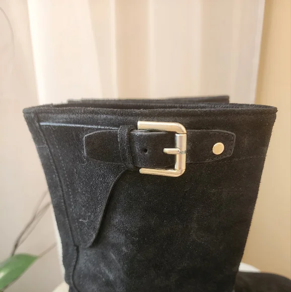 Ralph Lauren Polo women black suede leather biker boots Size8.5 UE39.5.Like New - Picture 5 of 12